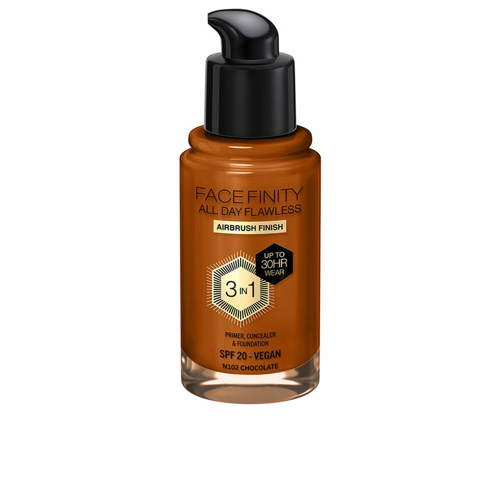 Image principale de Crème Make-up Base Max Factor Face Finity All Day Flawless 3-in-1 Spf 20 Nº N102 Chocolate 30 ml